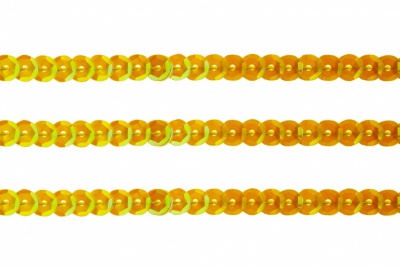 Пайетки "ОмТекс" на нитях, CREAM, 6 мм С / упак.73+/-1м, цв. 92 - золото - купить в Димитровграде. Цена: 484.77 руб.