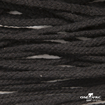 Шнур плетеный d-6 мм круглый, 70% хлопок 30% полиэстер, уп.90+/-1 м, цв.1078-черный - купить в Димитровграде. Цена: 594 руб.