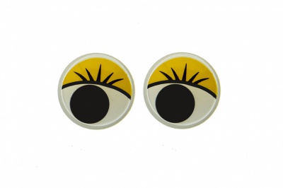 Глазки для игрушек, круглые, с бегающими зрачками, 12 мм/упак.50+/-2 шт, цв. -желтый - купить в Димитровграде. Цена: 96.01 руб.