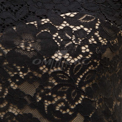 Кружевное полотно #3378, 150 гр/м2, шир.150см, цвет чёрный - купить в Димитровграде. Цена 370.97 руб.