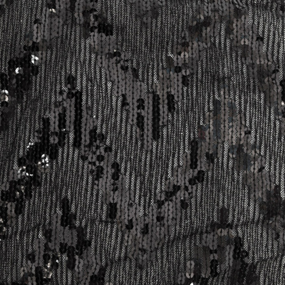 Трикотажное полотно с пайетками, шир.130 см, #311-бахрома чёрная - купить в Димитровграде. Цена 1 183.35 руб.