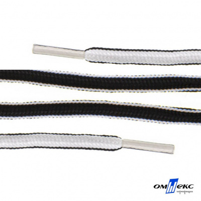 Шнурки #4-27, круглые 130 см, двухцветные (черно/белый) - купить в Димитровграде. Цена: 47.04 руб.