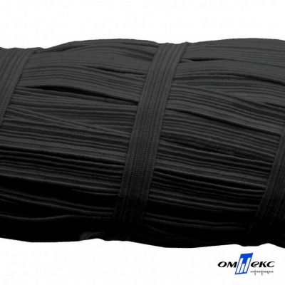 Резиновые нити с текстильным покрытием, шир. 6 мм (55 м/уп), цв.-черный - купить в Димитровграде. Цена: 210.75 руб.
