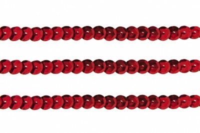 Пайетки "ОмТекс" на нитях, SILVER-BASE, 6 мм С / упак.73+/-1м, цв. 3 - красный - купить в Димитровграде. Цена: 468.37 руб.