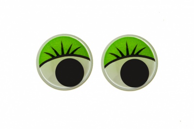 Глазки для игрушек, круглые, с бегающими зрачками, 15 мм/упак.50+/-2 шт, цв. -зеленый - купить в Димитровграде. Цена: 113.01 руб.