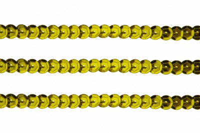 Пайетки "ОмТекс" на нитях, SILVER-BASE, 6 мм С / упак.73+/-1м, цв. 7 - св.золото - купить в Димитровграде. Цена: 468.37 руб.