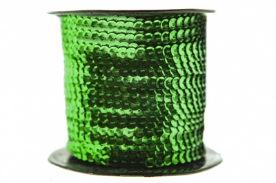 Пайетки "ОмТекс" на нитях, SILVER-BASE, 6 мм С / упак.73+/-1м, цв. 4 - зеленый - купить в Димитровграде. Цена: 484.77 руб.