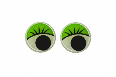 Глазки для игрушек, круглые, с бегающими зрачками, 12 мм/упак.50+/-2 шт, цв. -зеленый - купить в Димитровграде. Цена: 96.01 руб.