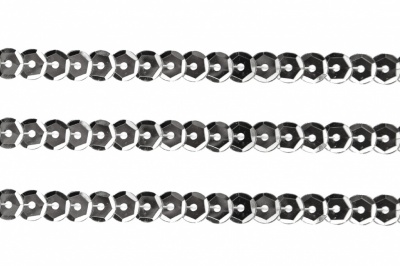 Пайетки "ОмТекс" на нитях, SILVER-BASE, 6 мм С / упак.73+/-1м, цв. 1 - серебро - купить в Димитровграде. Цена: 468.37 руб.