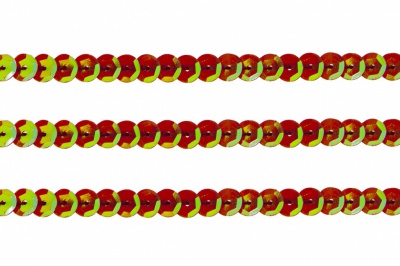 Пайетки "ОмТекс" на нитях, CREAM, 6 мм С / упак.73+/-1м, цв. 96 - красный - купить в Димитровграде. Цена: 484.77 руб.