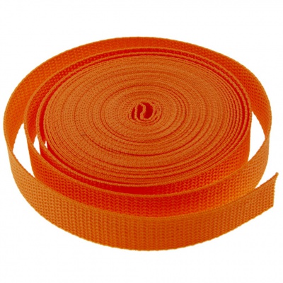 Стропа текстильная, шир. 25 мм (в нам. 50+/-1 ярд), цвет оранжевый - купить в Димитровграде. Цена: 409.94 руб.