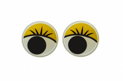 Глазки для игрушек, круглые, с бегающими зрачками, 15 мм/упак.50+/-2 шт, цв. -желтый - купить в Димитровграде. Цена: 113.01 руб.