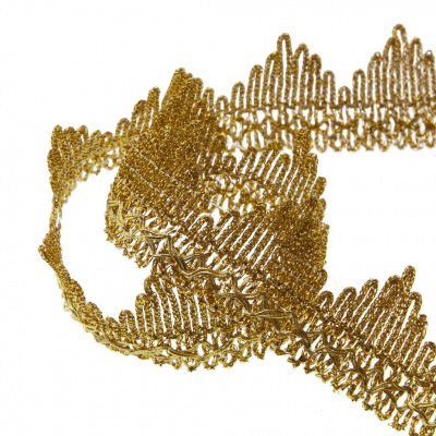 Тесьма металлизированная 0384-0240, шир. 40 мм/уп. 25+/-1 м, цвет золото - купить в Димитровграде. Цена: 490.74 руб.