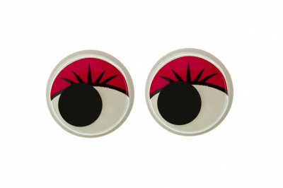 Глазки для игрушек, круглые, с бегающими зрачками, 15 мм/упак.50+/-2 шт, цв. -красный - купить в Димитровграде. Цена: 113.01 руб.