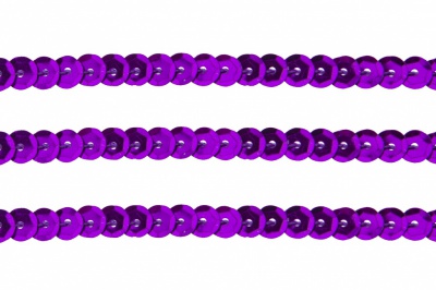 Пайетки "ОмТекс" на нитях, SILVER-BASE, 6 мм С / упак.73+/-1м, цв. 12 - фиолет - купить в Димитровграде. Цена: 300.55 руб.